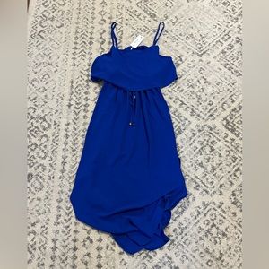 Blue cinched tie dress